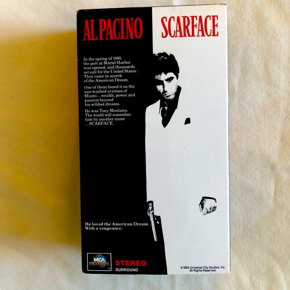 1986 Release of Scarface VHS Home Movie